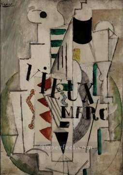 Botella de cristal de guitarra de orujo viejo 1912 Pablo Picasso Pinturas al óleo